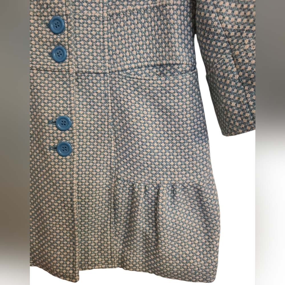 Tulette Dress Coat Tweed Blue And Cream Girls Size M - Picture 4 of 10